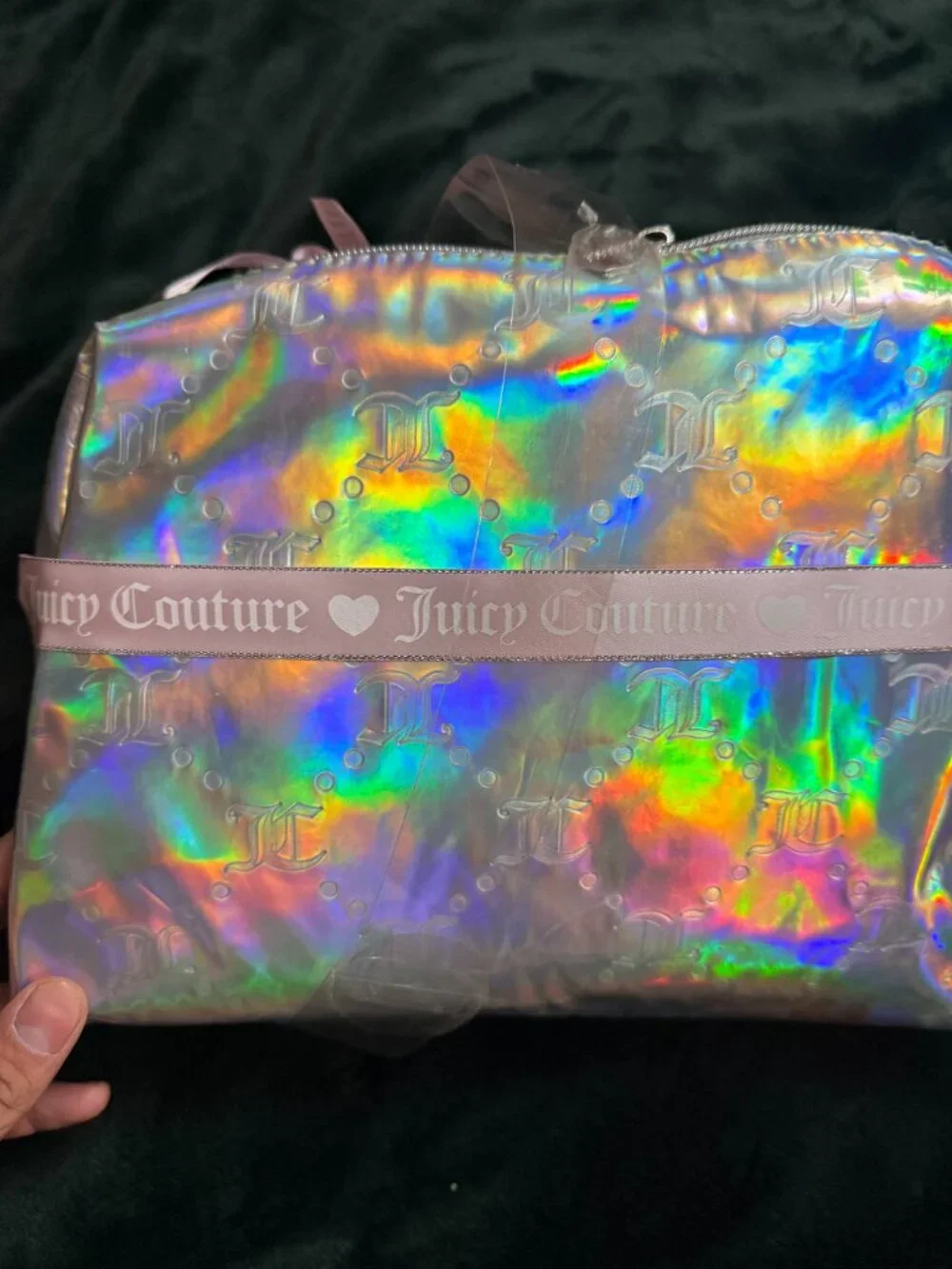 uicy Couture 2-Piece Cosmetic Makeup Bag Set – Holographic & Black
